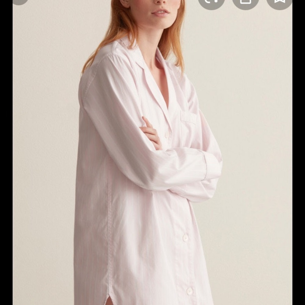 Everlane Oxford pajama shirt. Pink w/ white stripe